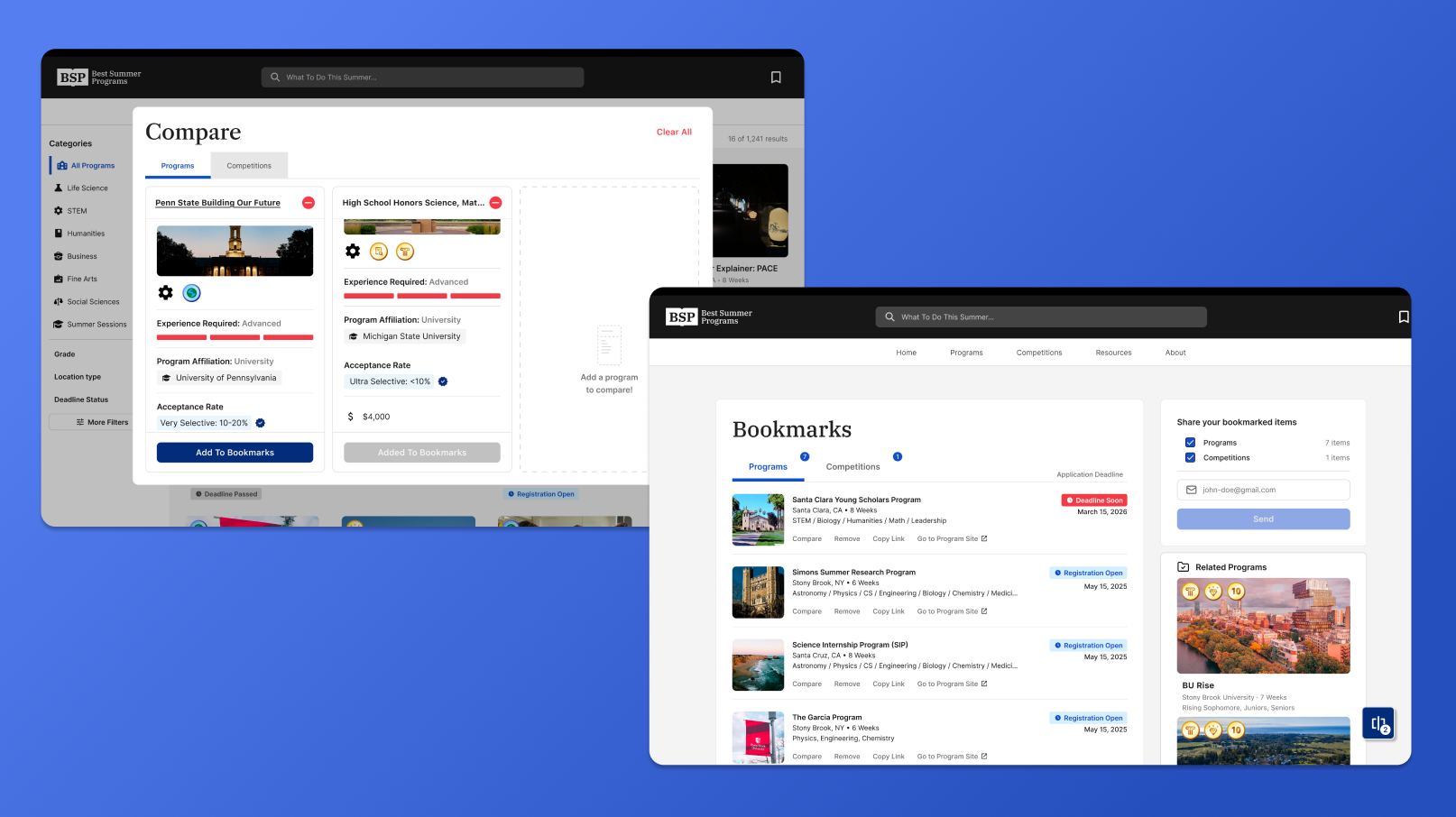 Compare and Bookmarks